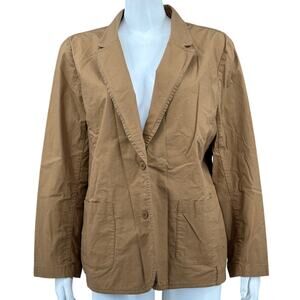 Eileen Fisher Jacket Womens XL Tan Chestnut Organic Cotton Stretch Poplin Office